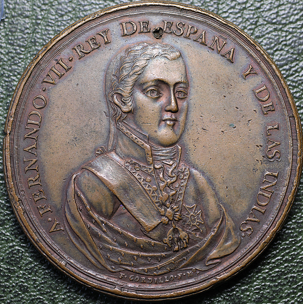 N España Medalla Proclamación Fernando VII 1808 - Ciudad de México - Bronce