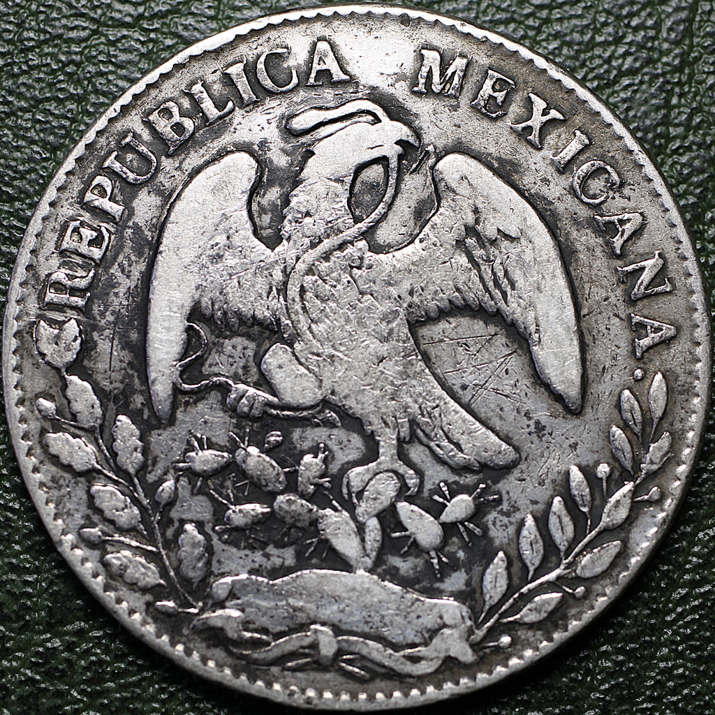 República Mexicana 8 Reales 1869 C CE - Resplandor (Caps & Rays) - Ceca Culiacán - Escasa - Plata