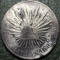 República Mexicana 8 Reales 1872 A AM - Resplandor (Caps & Rays) - Ceca Álamos - Escasa - Plat