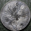 República Mexicana 8 Reales 1868/7 P S - Resplandor - Sobrefecha 8/7 - Con Resellos Chinos (Chopmarks) - Plata