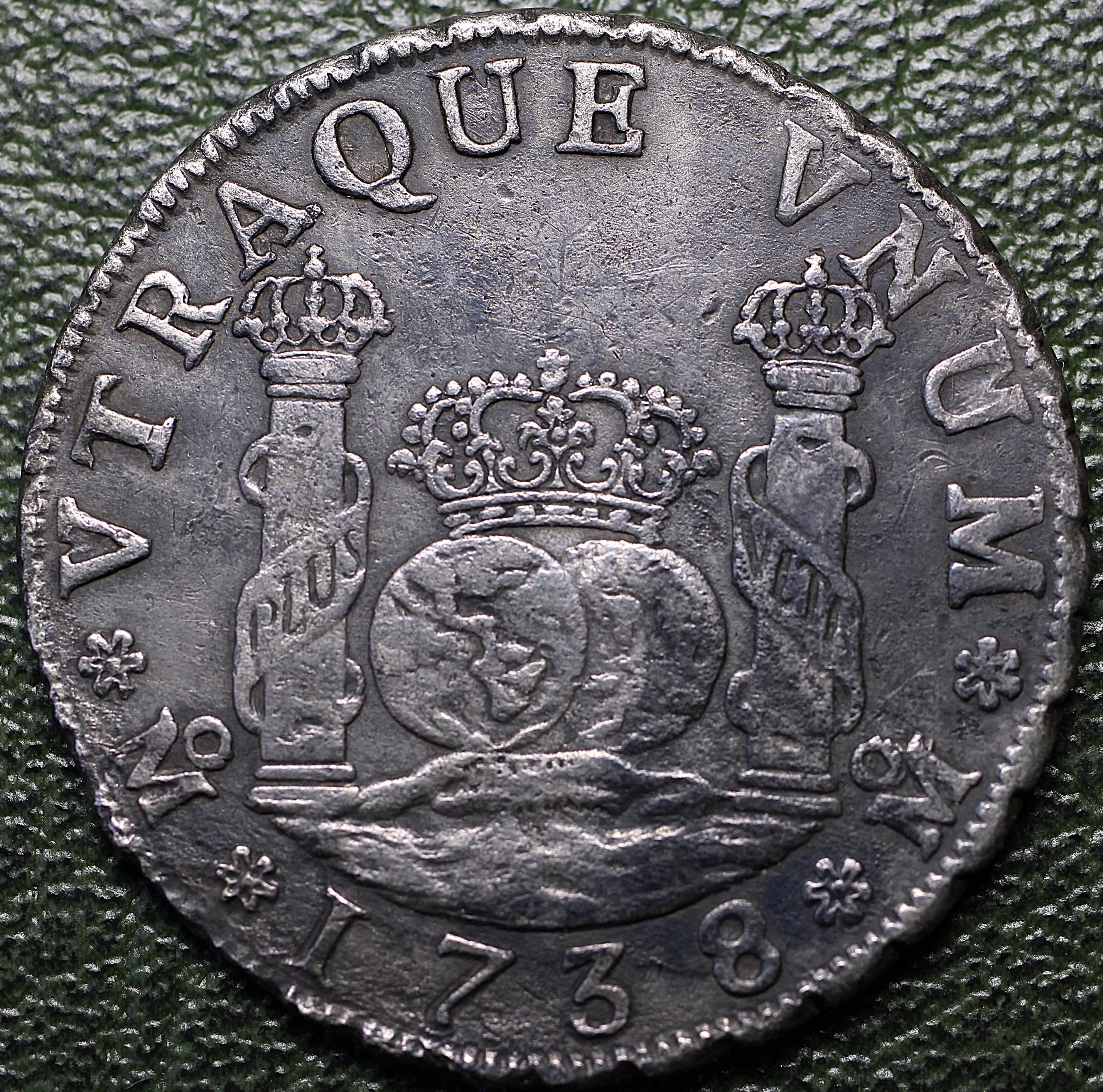 Nueva España 4 Reales 1738 Mo MF - Columnario - Fecha Baja / Escasa - Posible Rescate Marino - Plata
