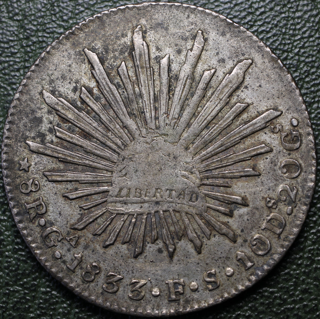 México 8 Reales 1833 Ga FS - (Ex-Bob "Swamperbob" Gurney)