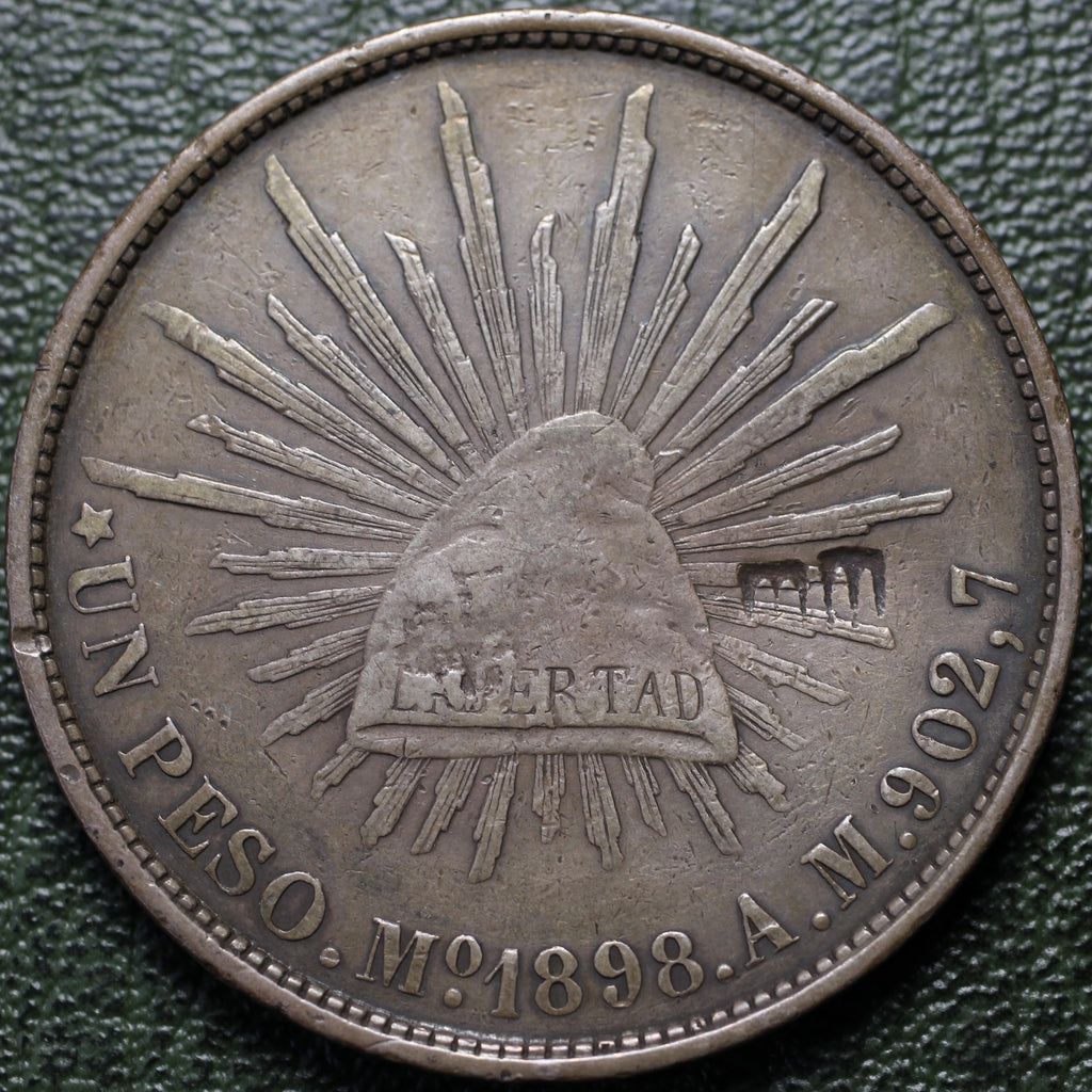 México 1 Peso 1898 Mo AM - Con Resellos Chinos