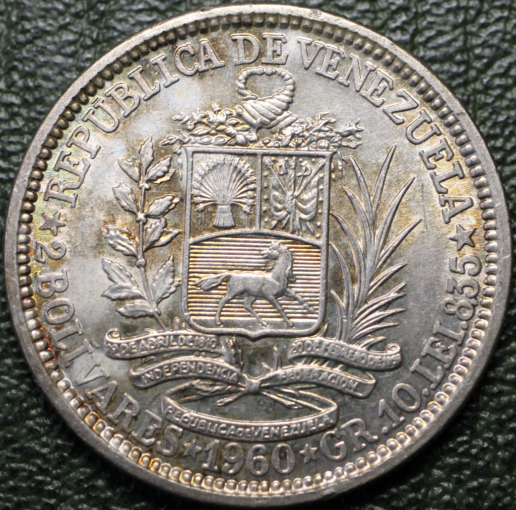 Venezuela 2 Bolívares 1960 - Simón Bolívar - Plata