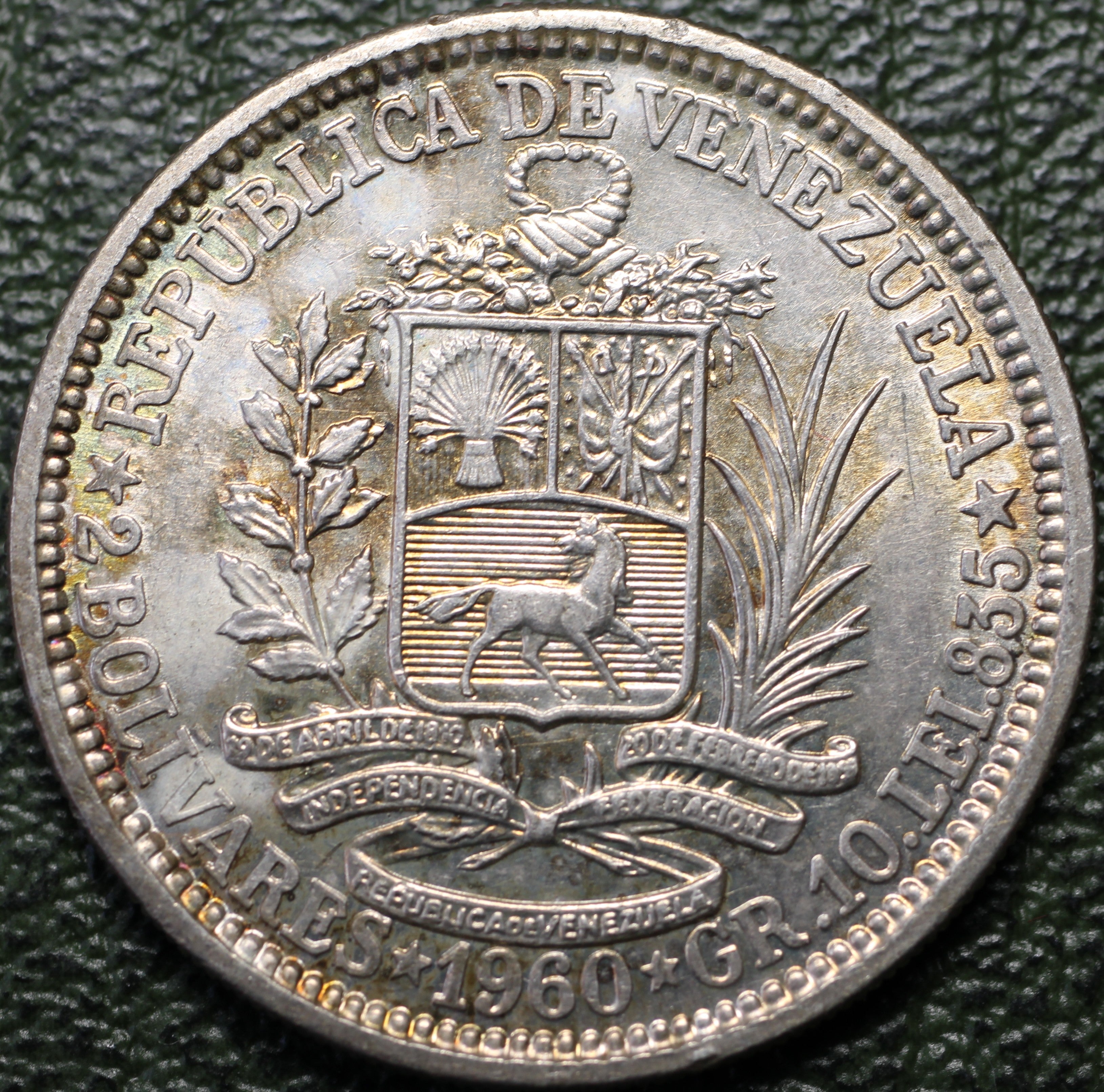 Venezuela 2 Bolívares 1960 - Simón Bolívar - Plata