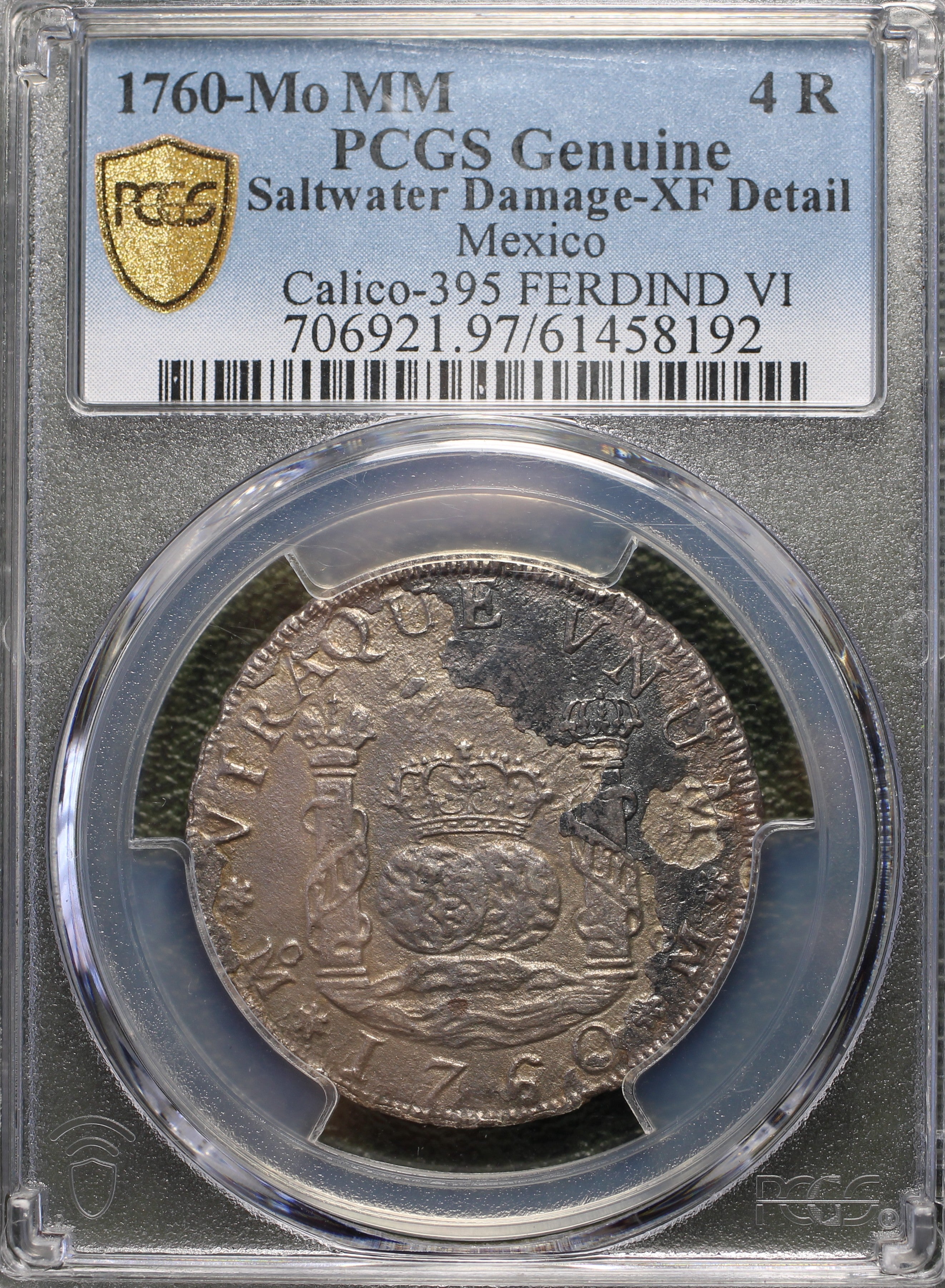 México 4 Reales 1760 Mo MM - Naufragio (PCGS XF)