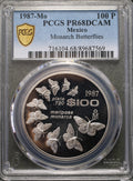 México $100 Pesos 1987 Mariposa Monarca (PCGS PR68)
