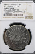 México 8 Reales 1833 Zs OM - Resello de Filipinas (NGC)