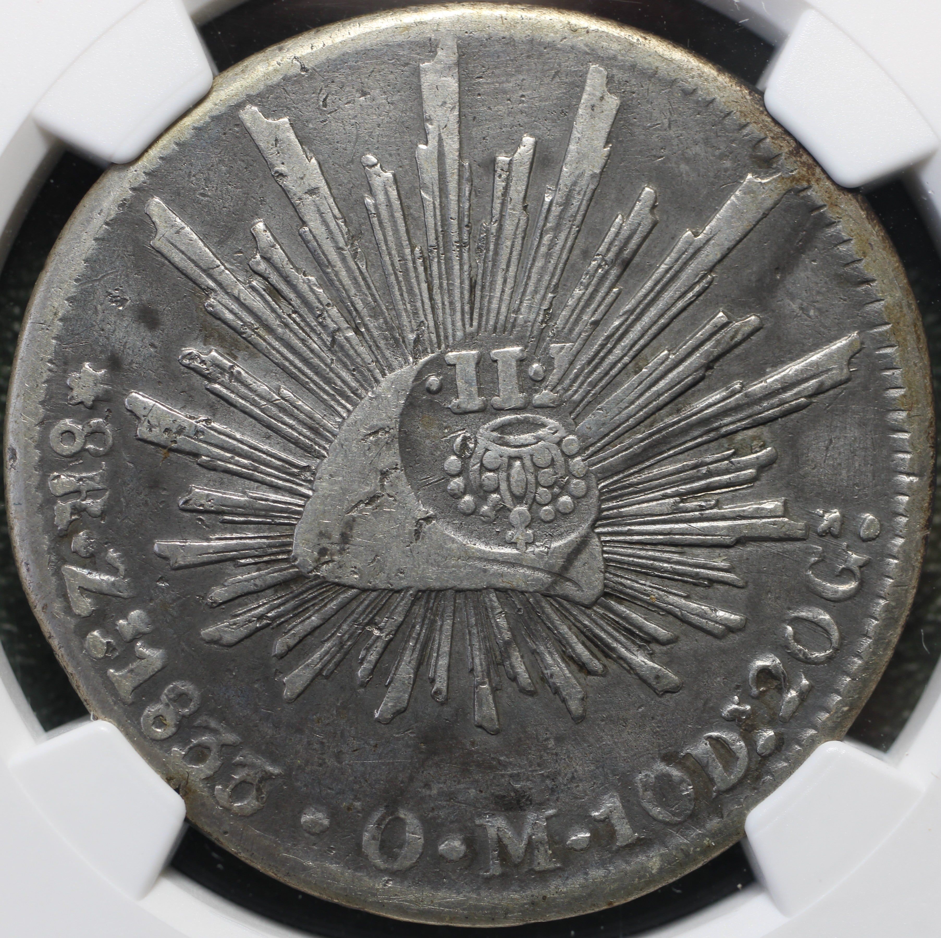 México 8 Reales 1833 Zs OM - Resello de Filipinas (NGC)