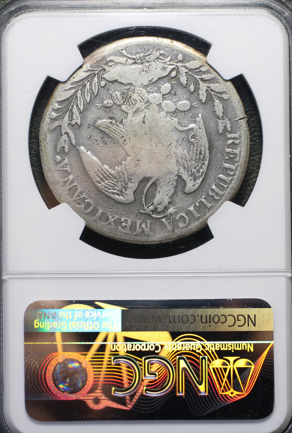 México 8 Reales 1833 Zs OM - Resello de Filipinas (NGC)