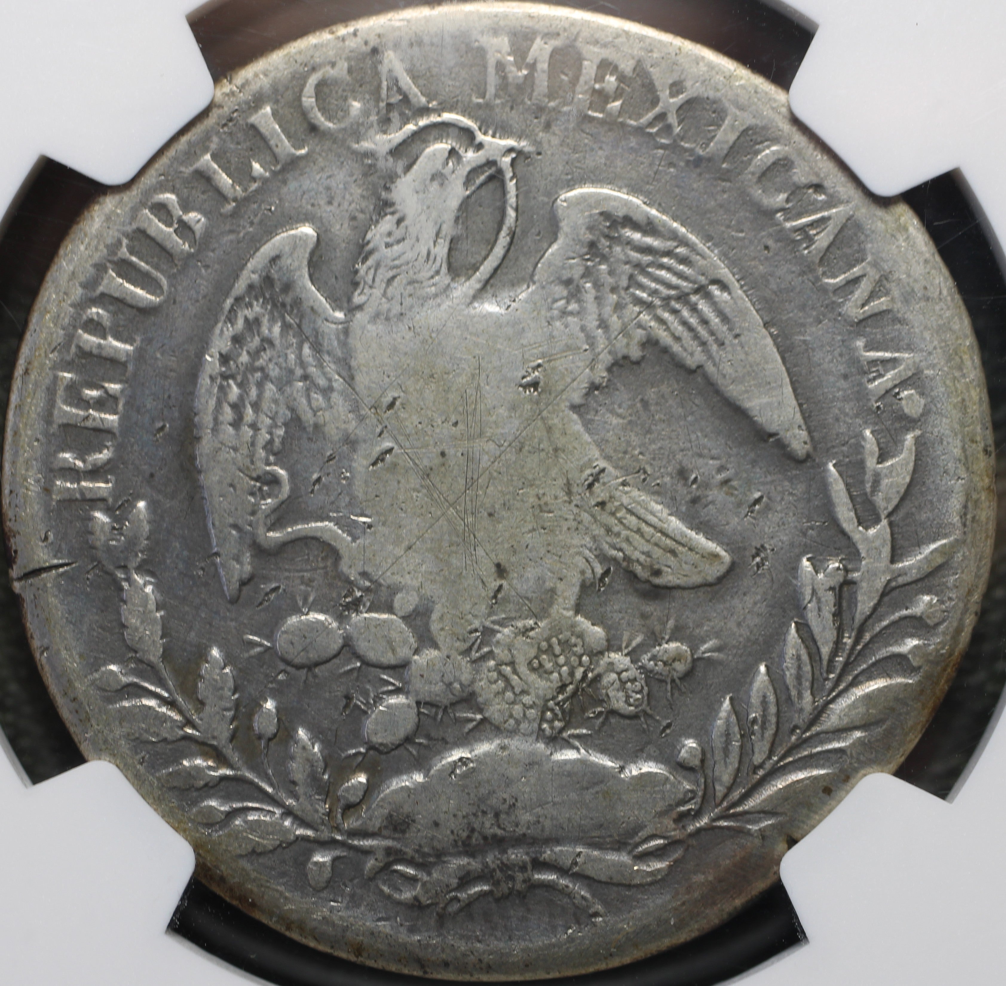 México 8 Reales 1833 Zs OM - Resello de Filipinas (NGC)