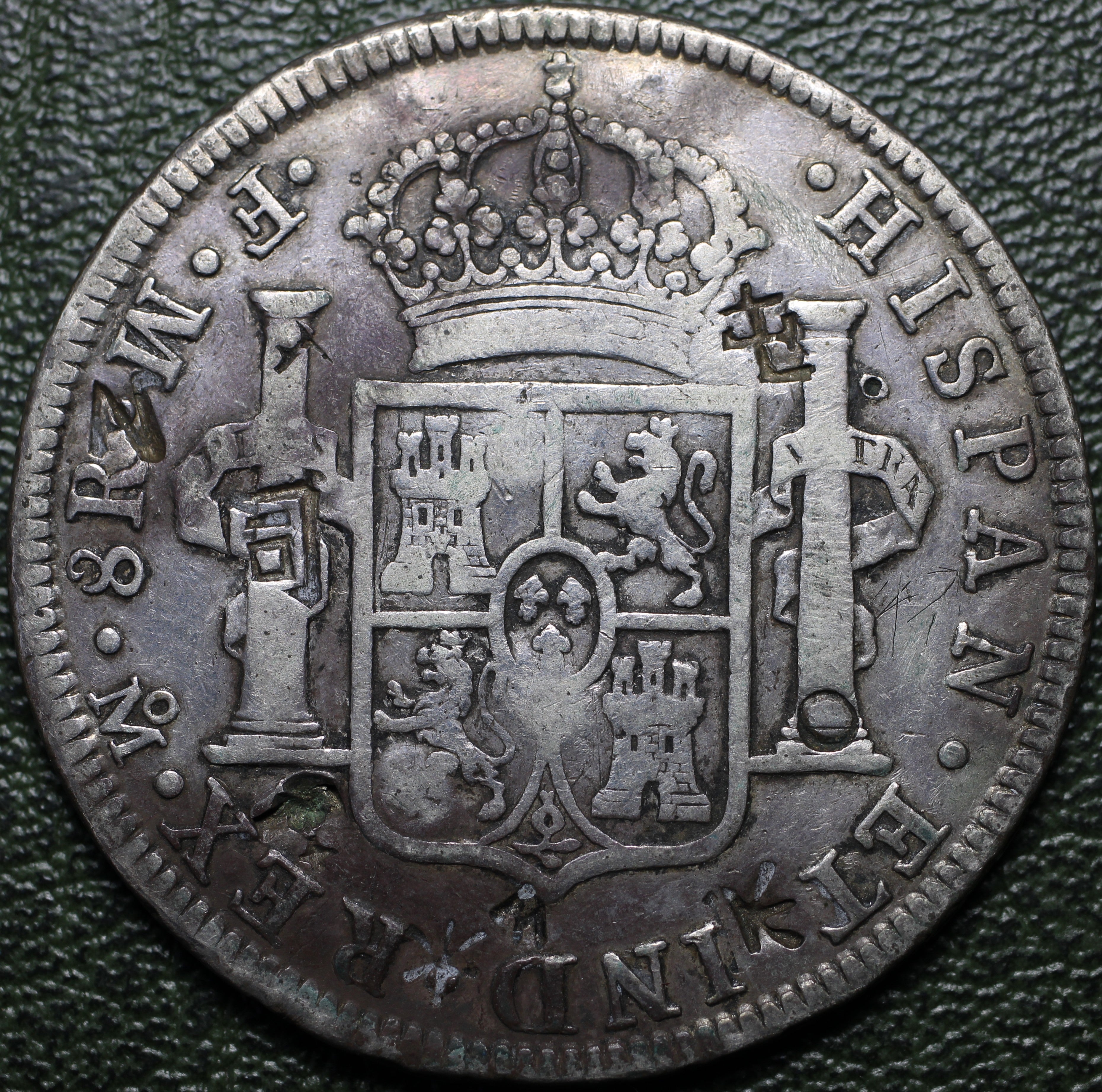México 8 Reales 1772 Mo FM - Primer Año Busto (Chopmarked)