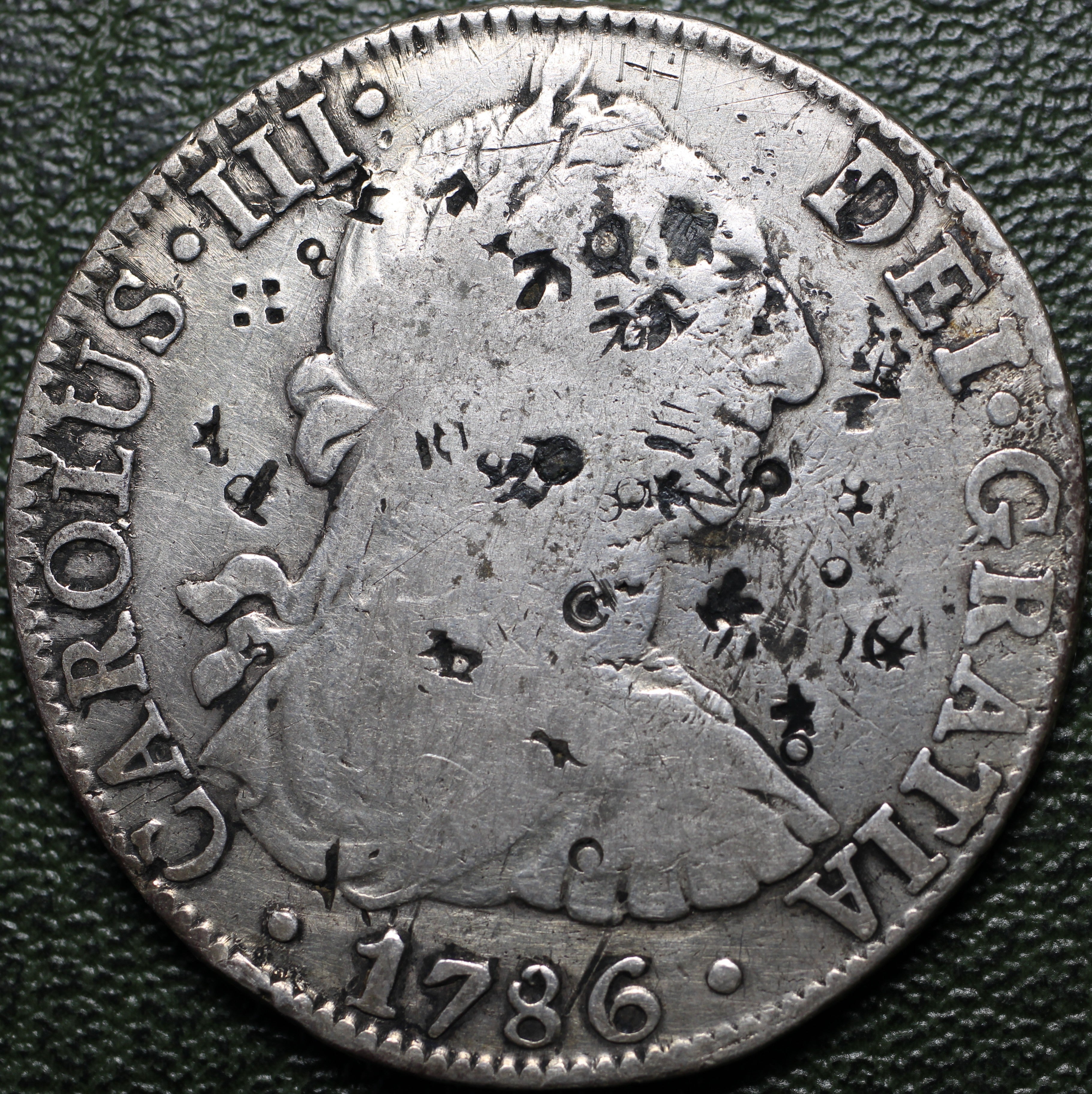 México 8 Reales 1786 Mo FM - Carlos III (Chopmarked)