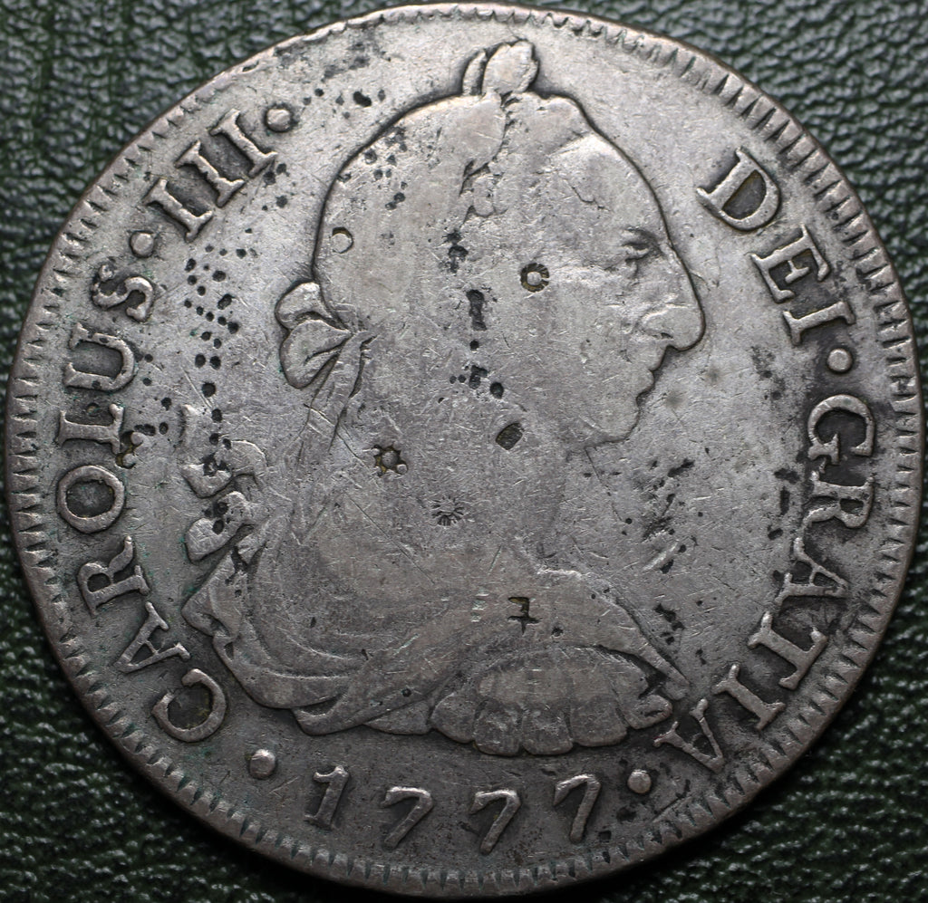 Bolivia 8 Reales 1777 Potosí PR - Carlos III (Chopmarked)