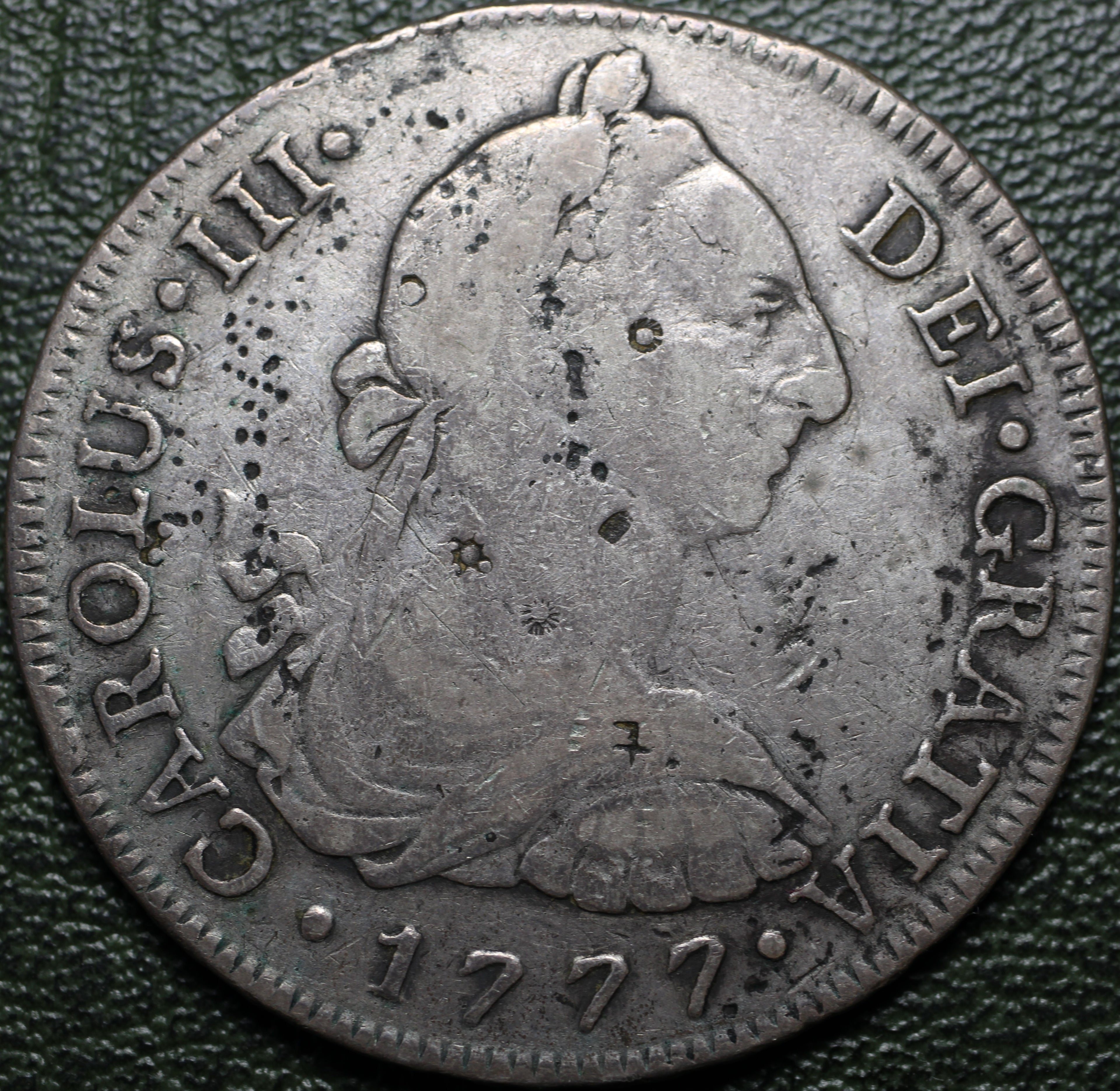 Bolivia 8 Reales 1777 Potosí PR - Carlos III (Chopmarked)