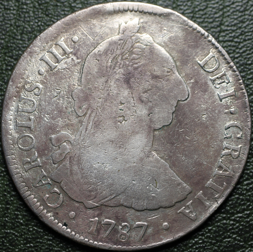 Bolivia 8 Reales 1787 Potosí PR - Carlos III (Chopmarked)