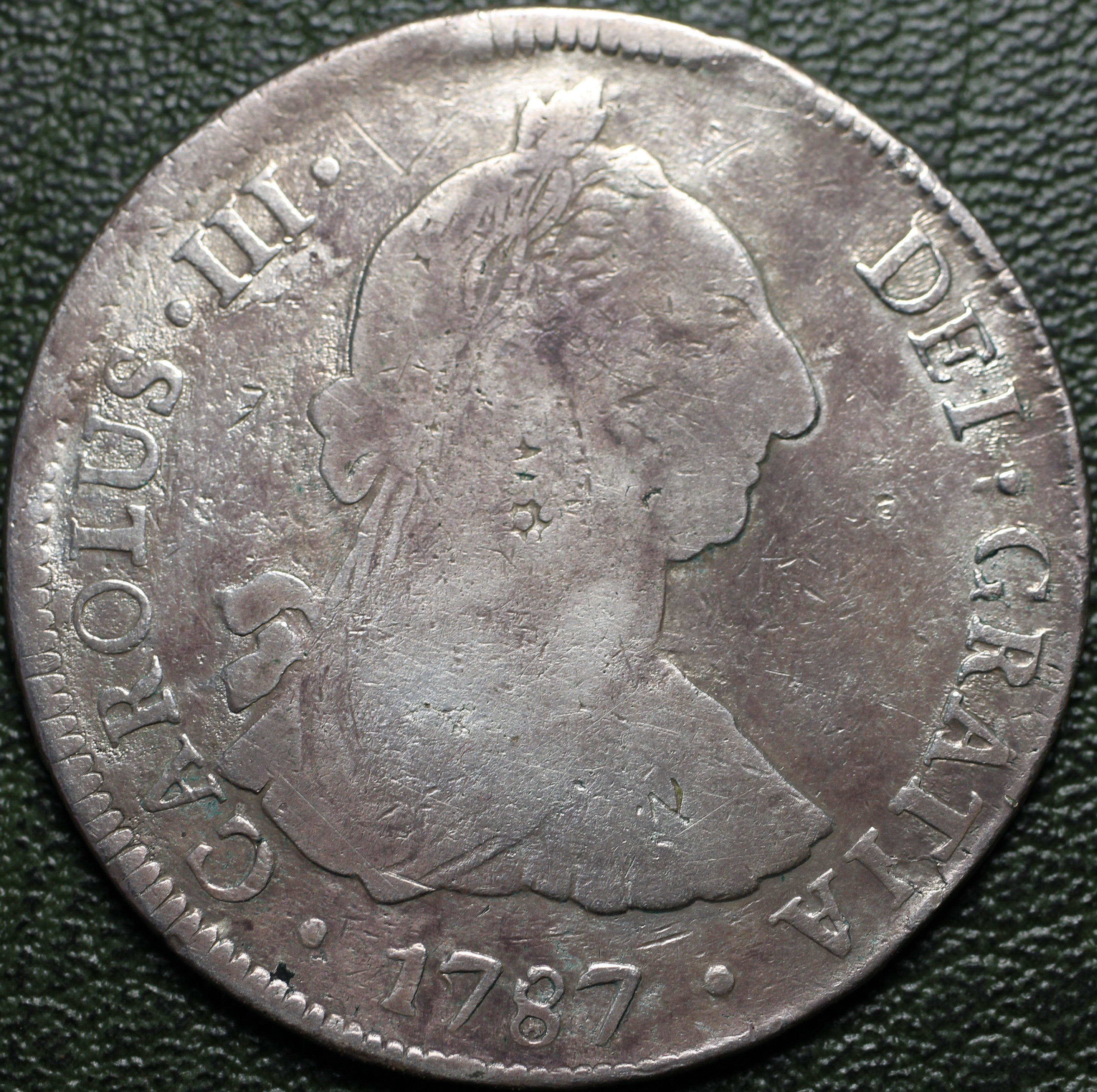 Bolivia 8 Reales 1787 Potosí PR - Carlos III (Chopmarked)