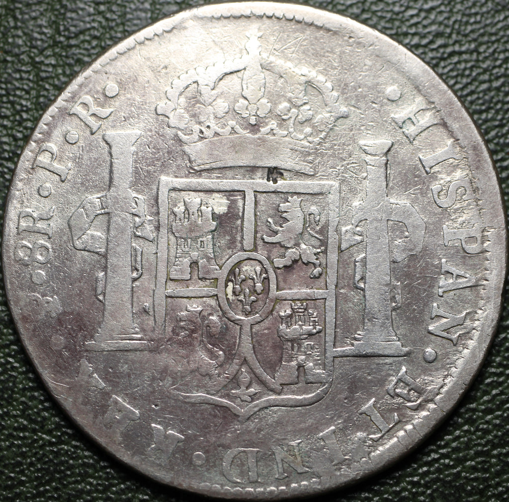 Bolivia 8 Reales 1787 Potosí PR - Carlos III (Chopmarked)