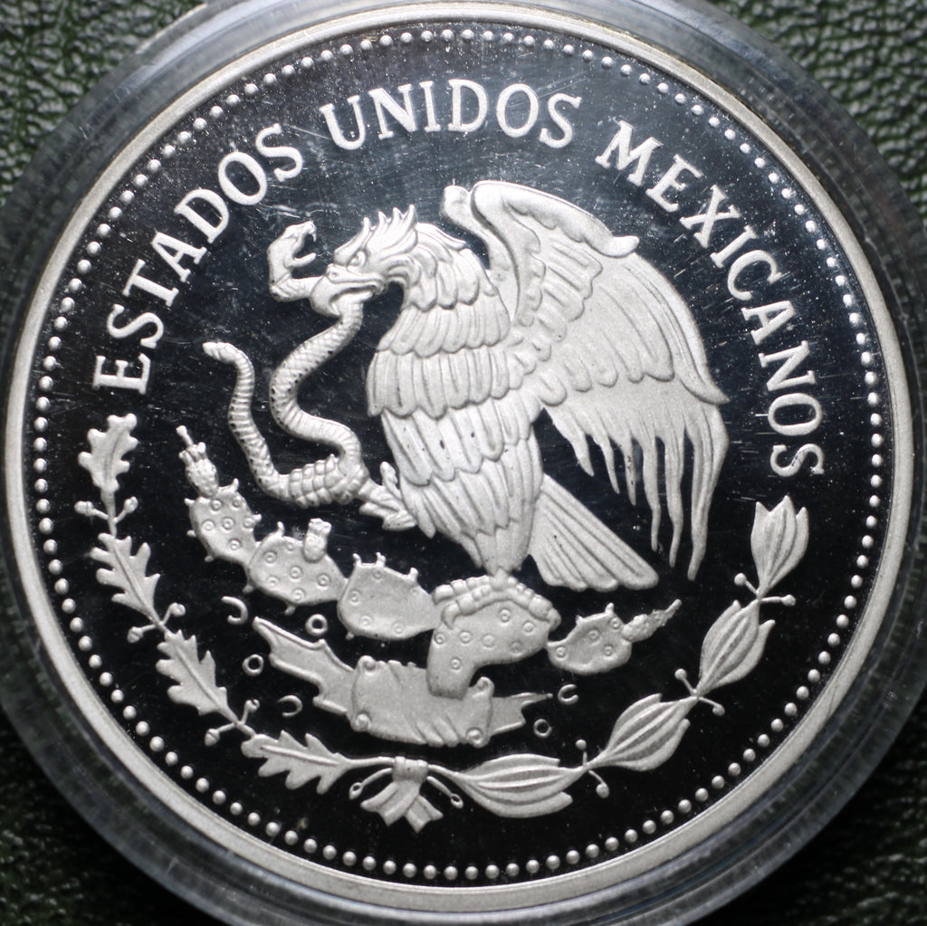 México $100 Pesos 1985 Mundial Futbol - 1 Oz Plata (Proof)