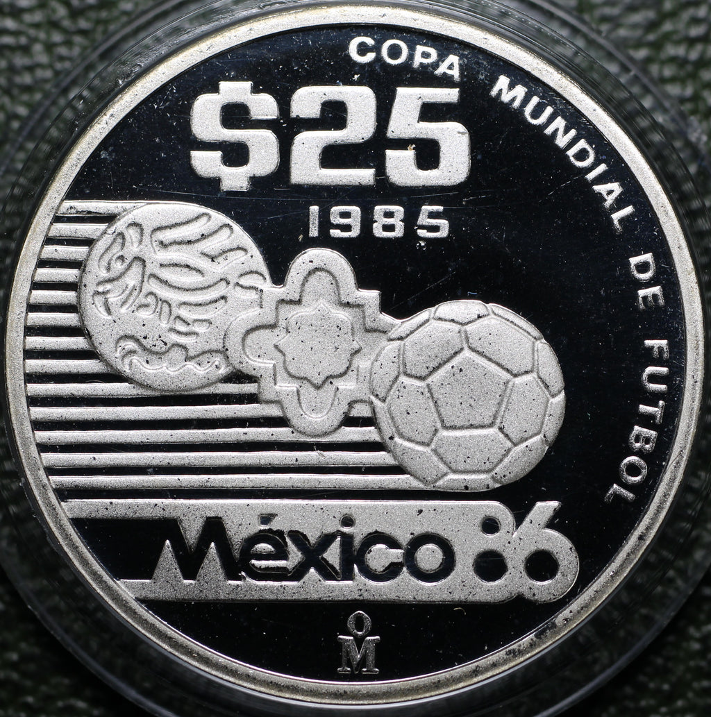 $25 Pesos 1986 Mundial Fútbol Plata Proof
