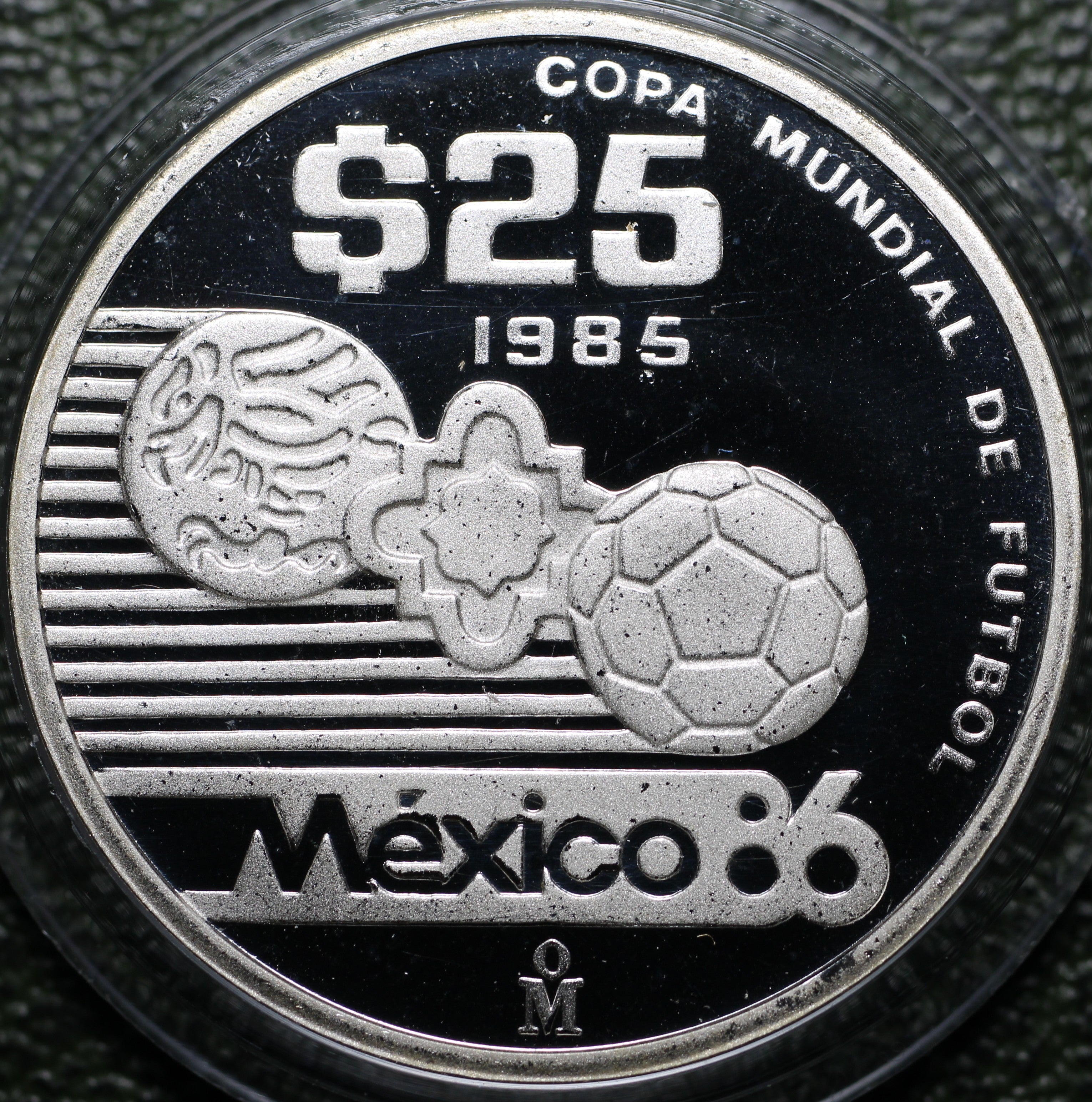$25 Pesos 1986 Mundial Fútbol Plata Proof