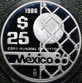 $25 Pesos 1986 Mundial Fútbol Plata Proof