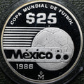 $25 Pesos 1985 Mundial Fútbol Plata Proof
