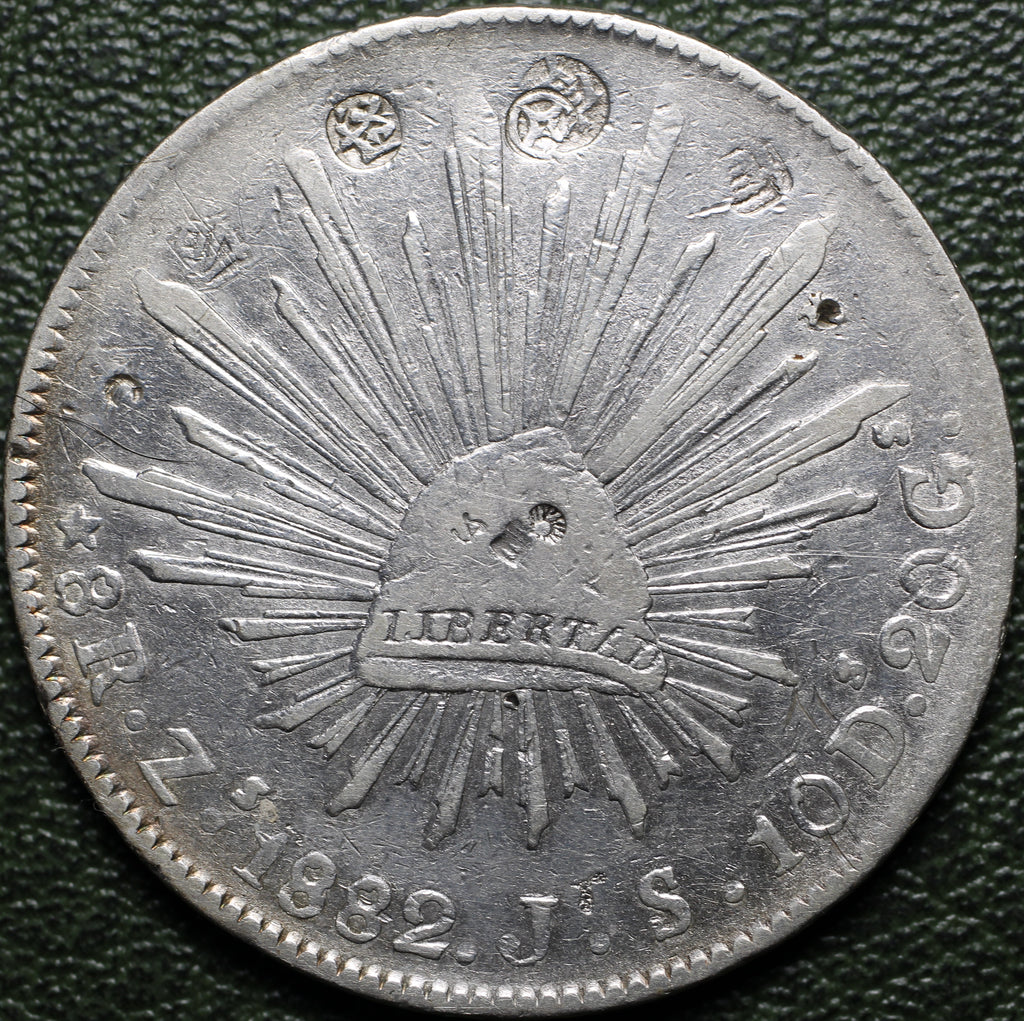 México Plata 8 Reales 1882 Zs JS Resplandor