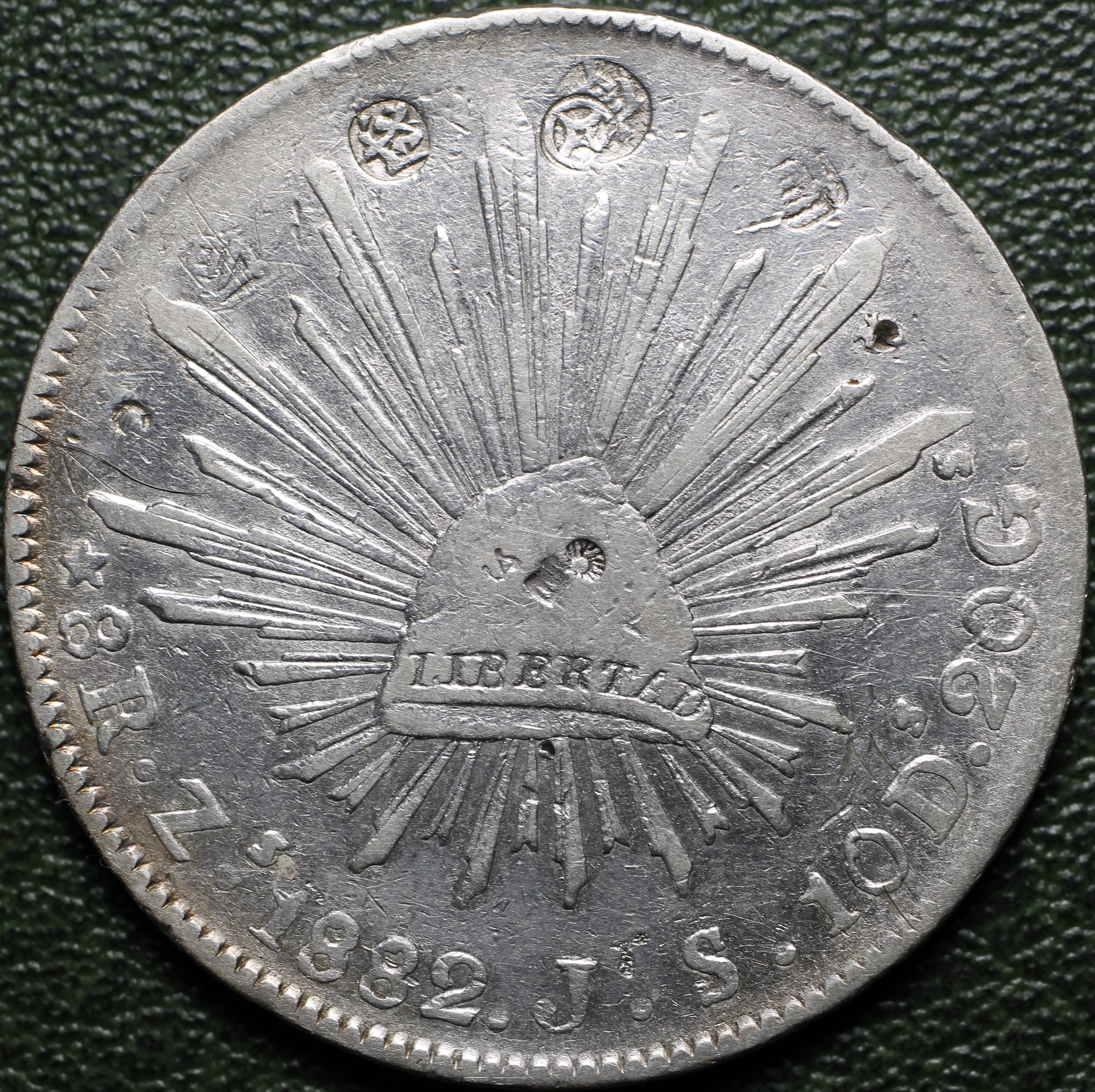 México Plata 8 Reales 1882 Zs JS Resplandor