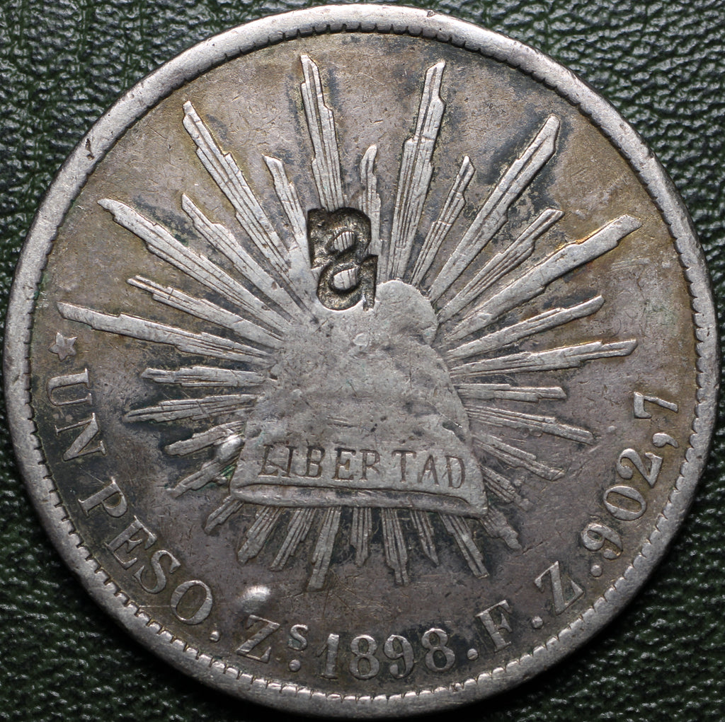 México Plata 1 Peso 1898 Zs FZ Resplandor Fuerte