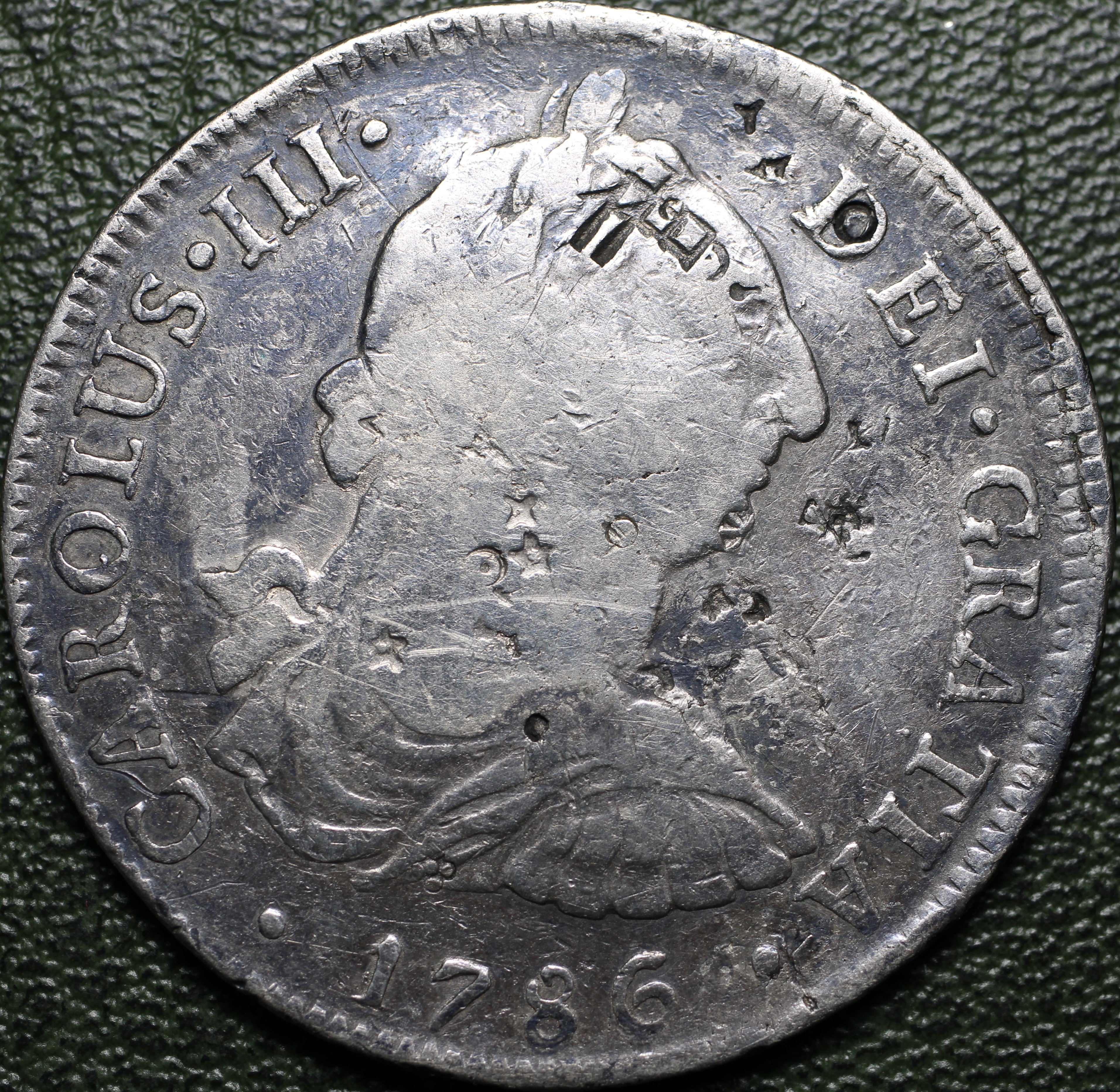 Potosí Plata 8 Reales 1786 PR Carlos III Busto