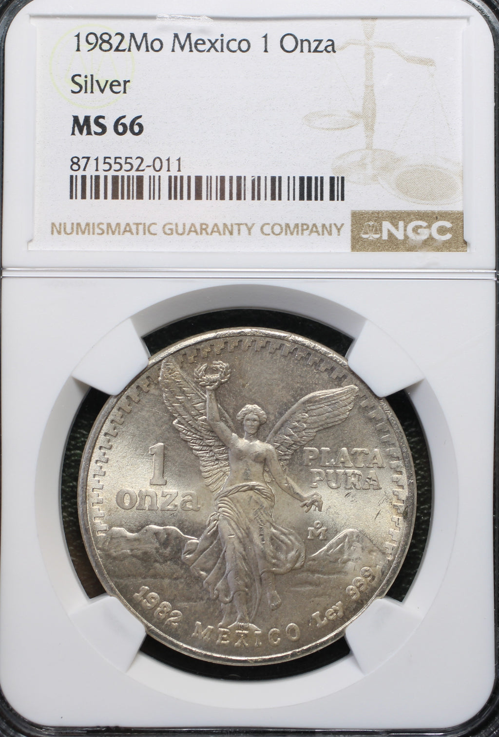 México Plata 1 Onza Libertad 1982 Mo NGC MS66