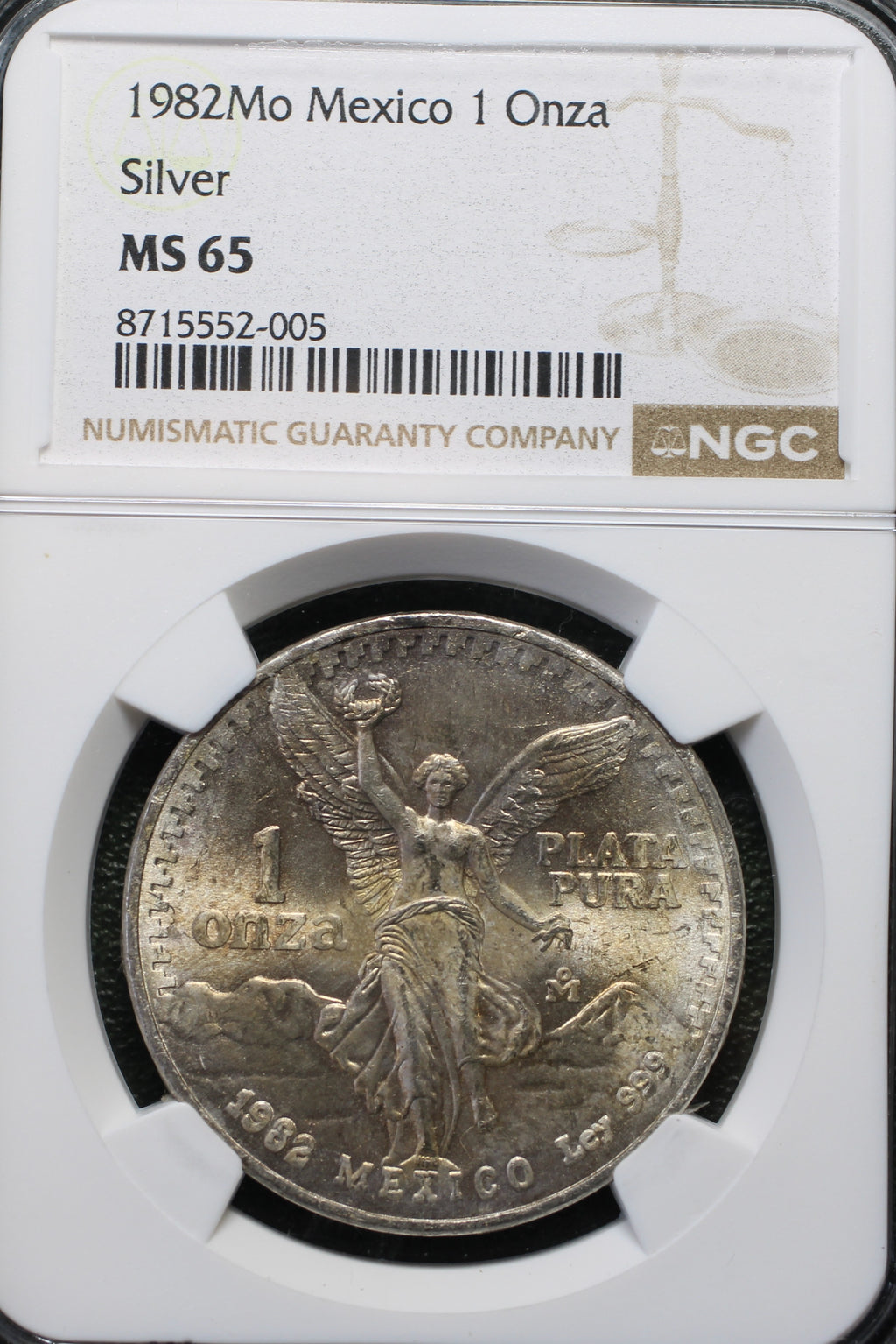 México Plata 1 Onza Libertad 1982 Mo NGC MS65