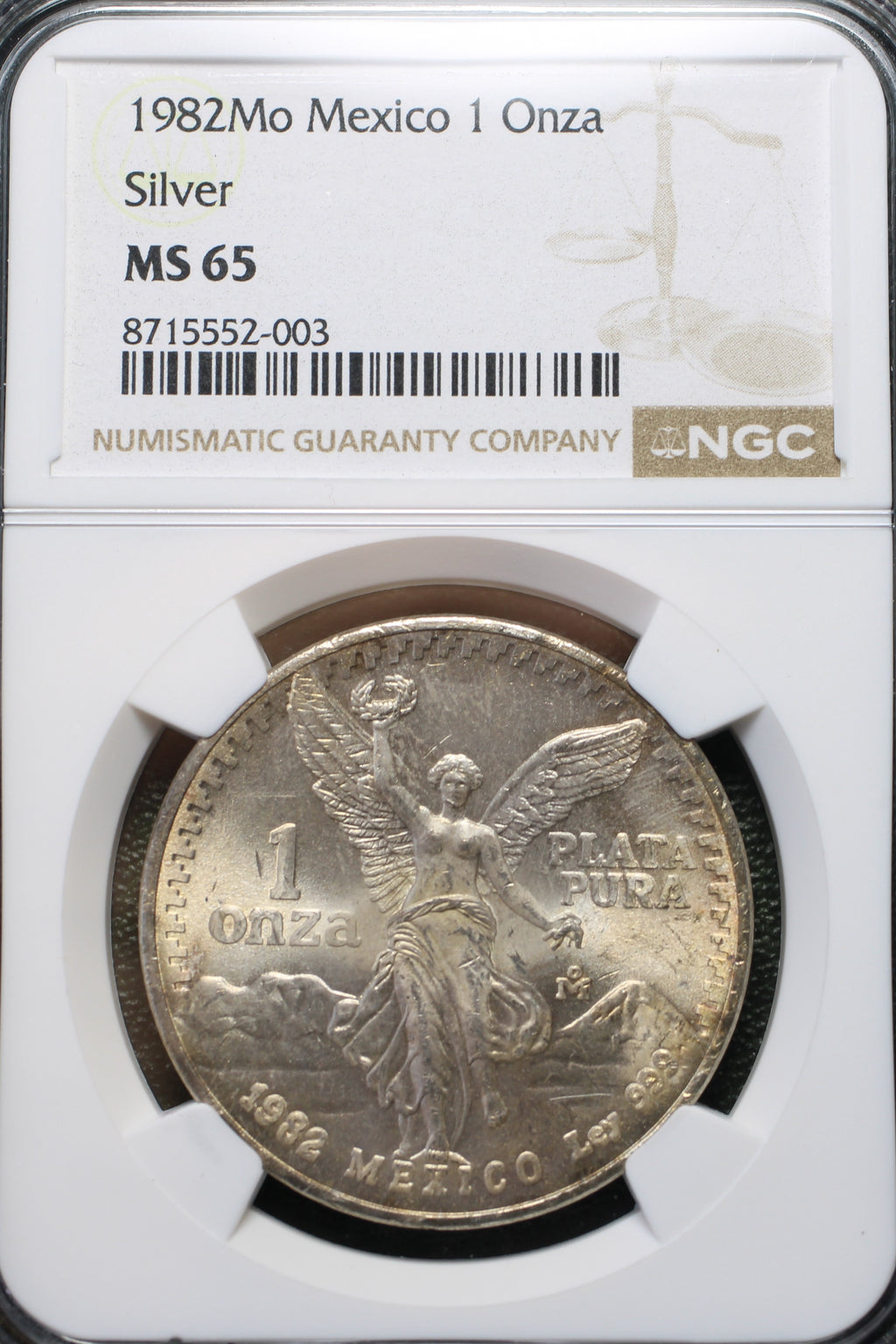 México Plata 1 Onza Libertad 1982 Mo NGC MS65