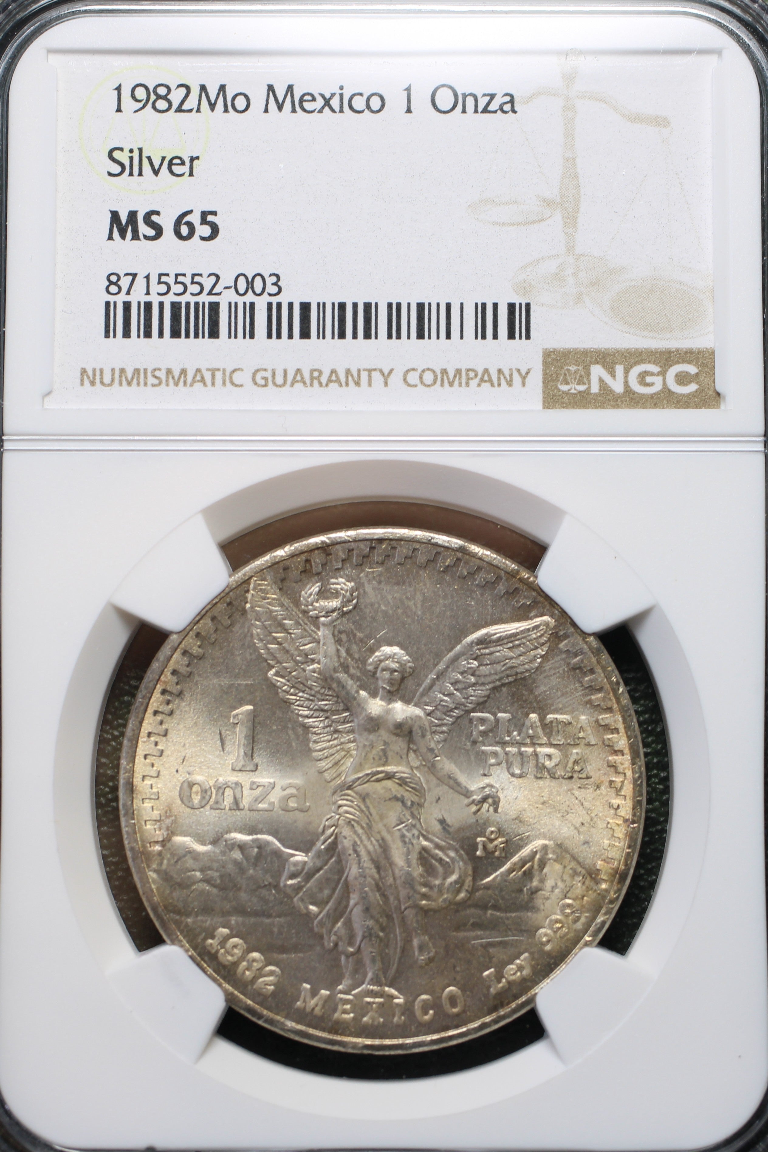 México Plata 1 Onza Libertad 1982 Mo NGC MS65