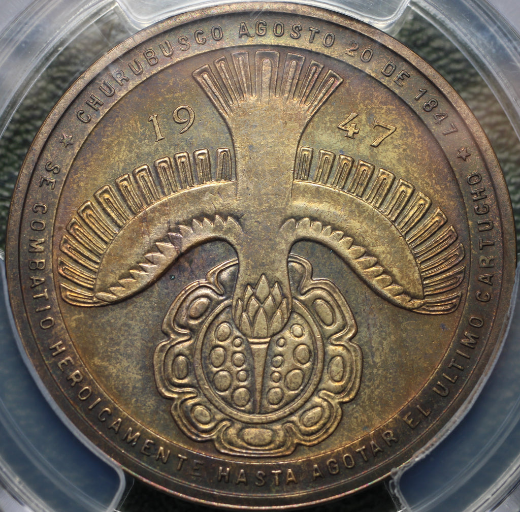 Medalla Plata 1947 Mo Batalla de Churubusco PCGS MS63