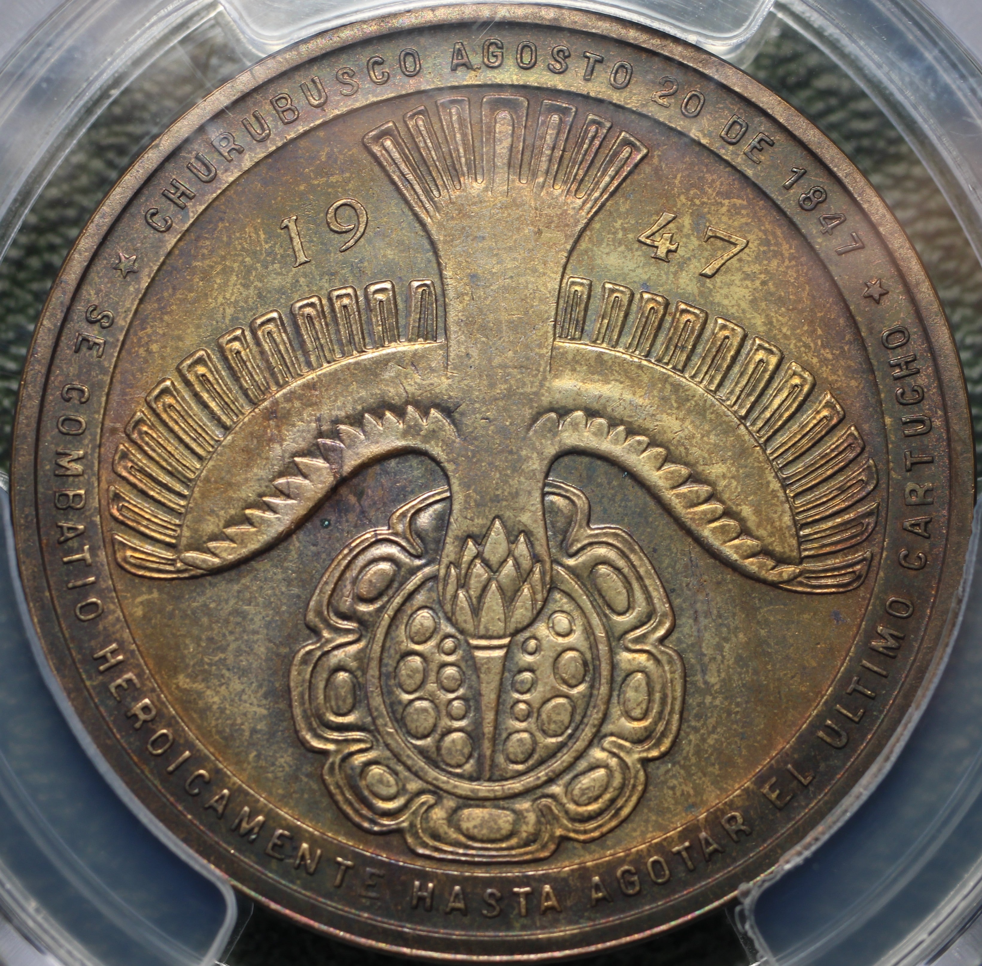 Medalla Plata 1947 Mo Batalla de Churubusco PCGS MS63