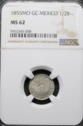 México Plata 1/2 Real 1855 Mo GC NGC MS62
