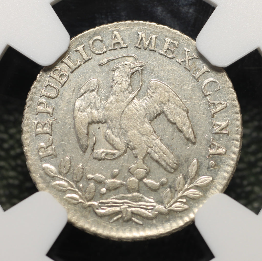 México Plata 1/2 Real 1855 Mo GC NGC MS62