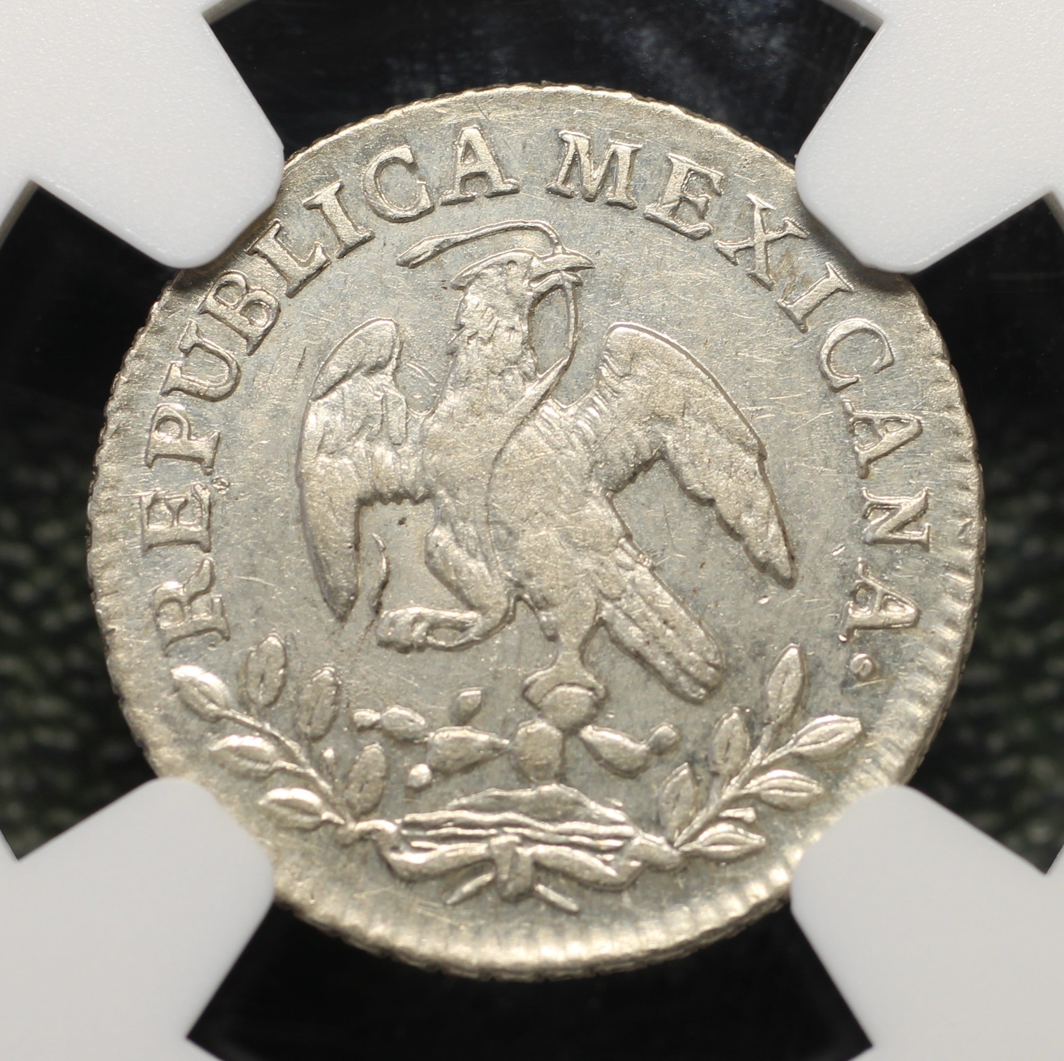 México Plata 1/2 Real 1855 Mo GC NGC MS62