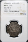 México Plata 2 Reales 1844 GC MP Resplandor Cap