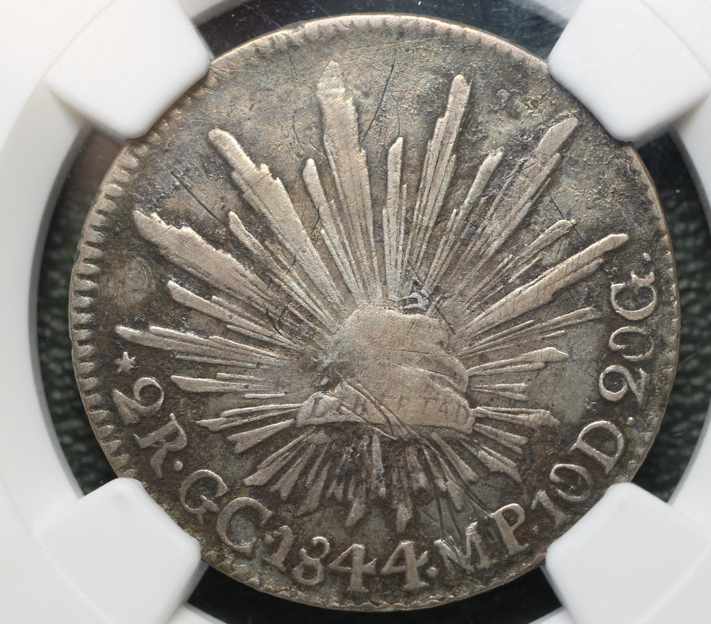 México Plata 2 Reales 1844 GC MP Resplandor Cap