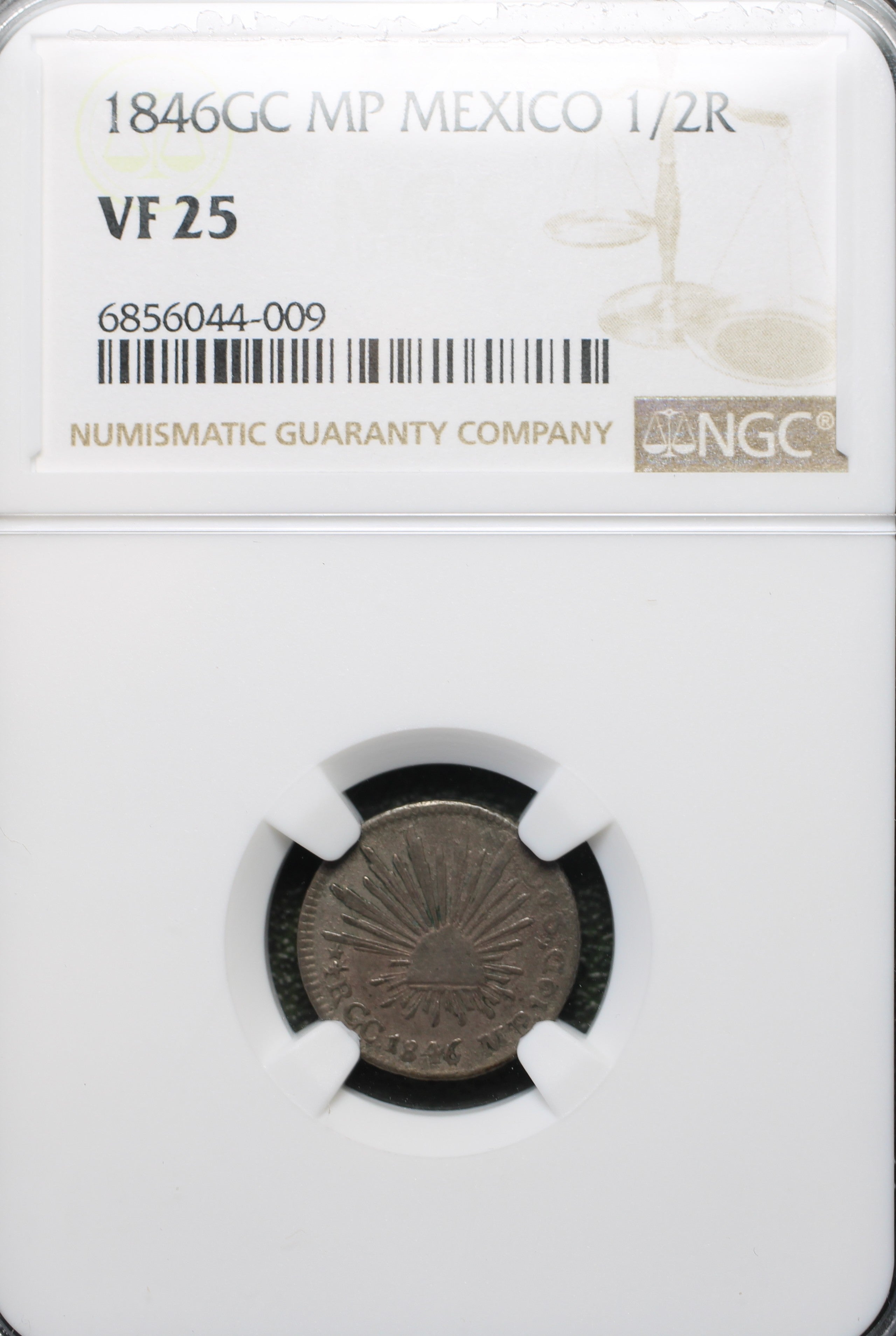 México Plata 1/2 Real 1846 GC MP Resplandor Cap