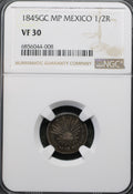 México Plata 1/2 Real 1845 GC MP Resplandor Cap