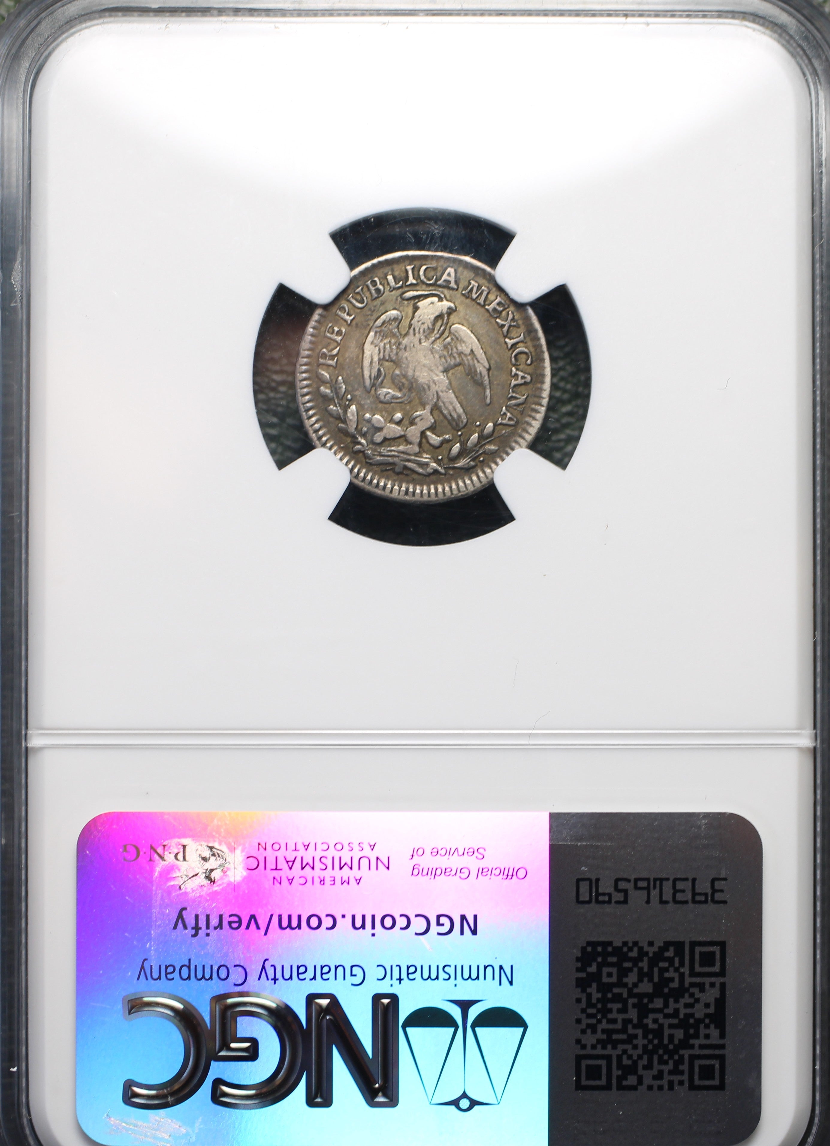 México Plata 1/2 Real 1845 GC MP Resplandor Cap