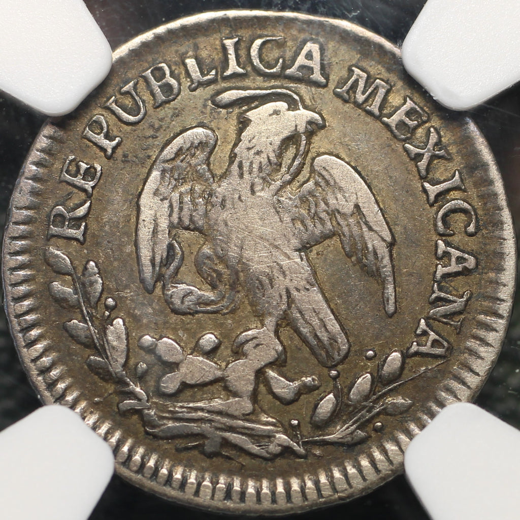 México Plata 1/2 Real 1845 GC MP Resplandor Cap