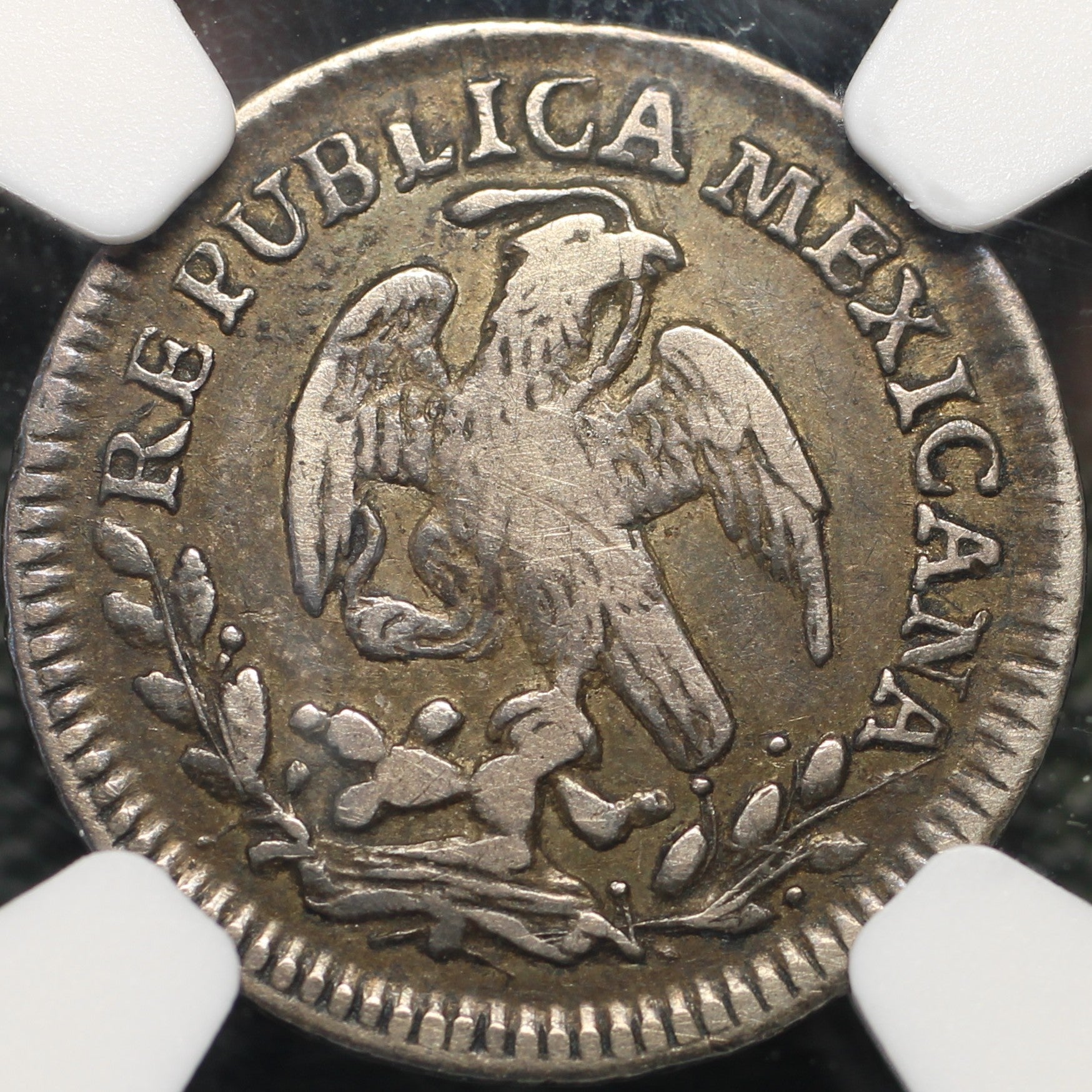 México Plata 1/2 Real 1845 GC MP Resplandor Cap