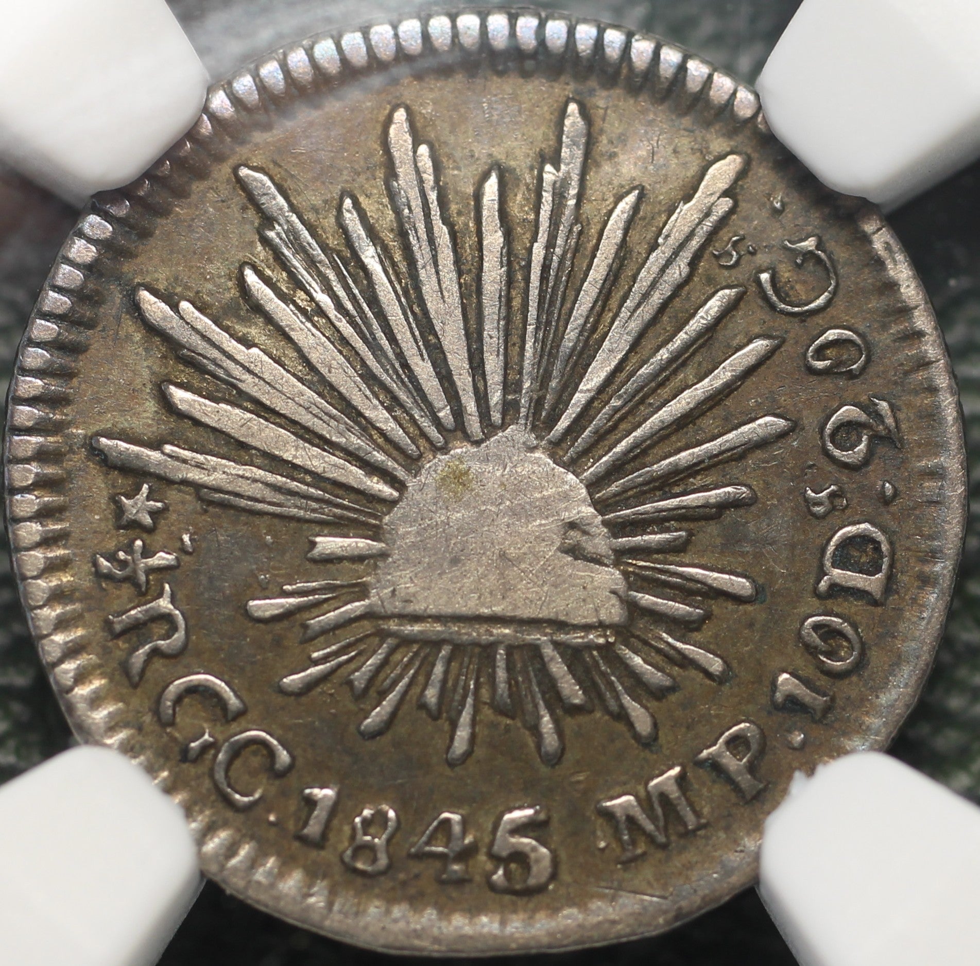 México Plata 1/2 Real 1845 GC MP Resplandor Cap