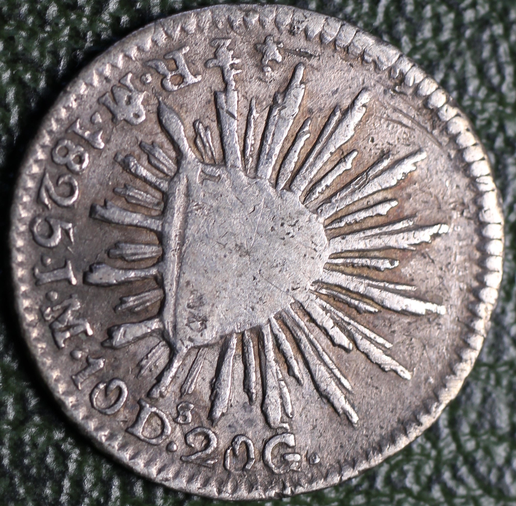 México Plata 1/2 Real 1825 Mo JM Resplandor Cap