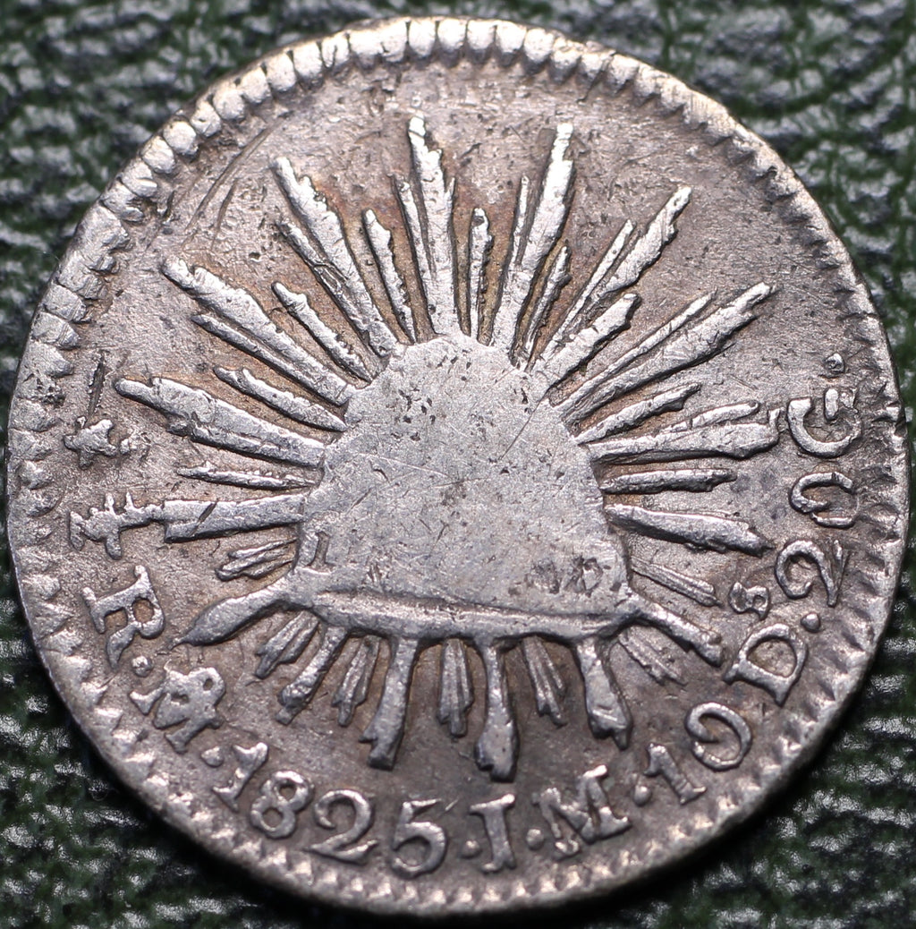 México Plata 1/2 Real 1825 Mo JM Resplandor Cap